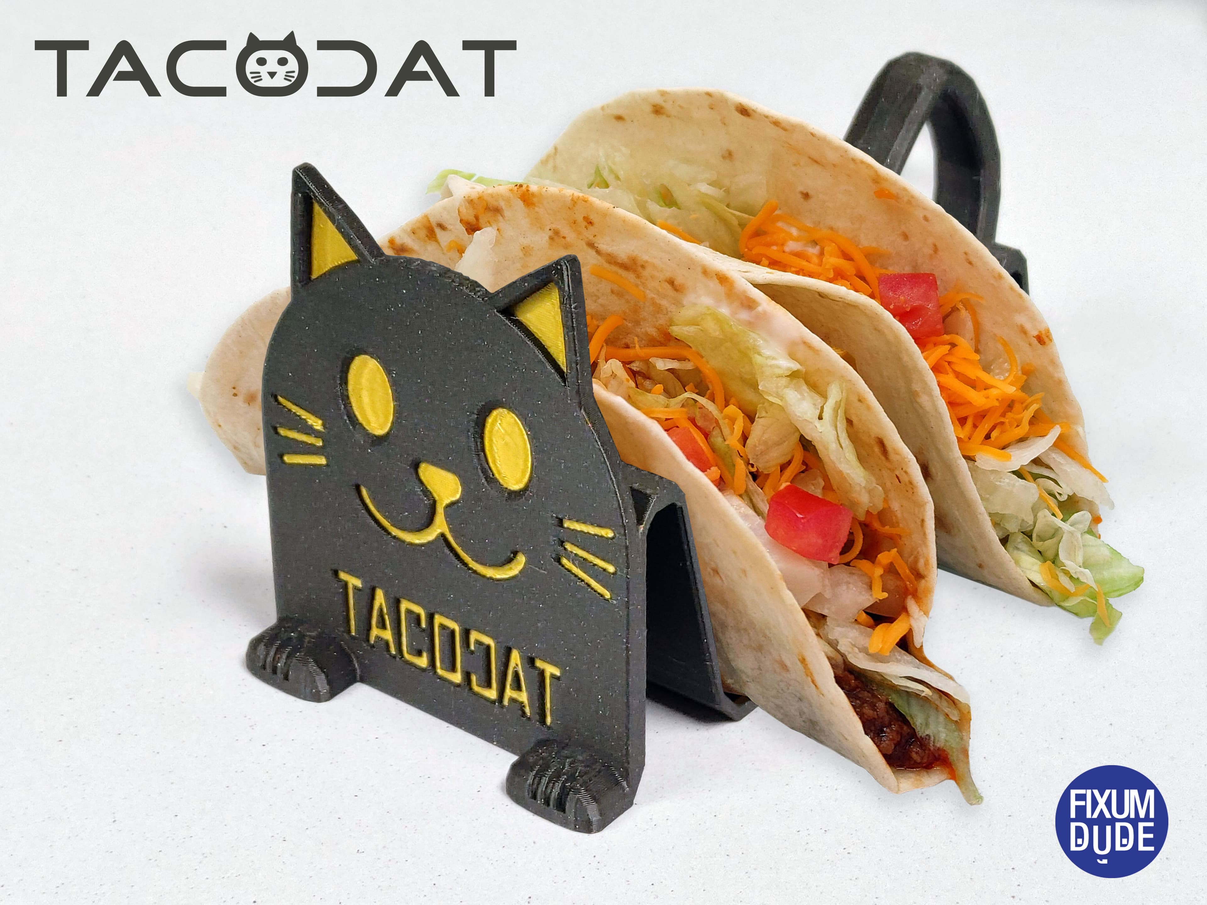 Taco Cat taco holder with handle 3d model
