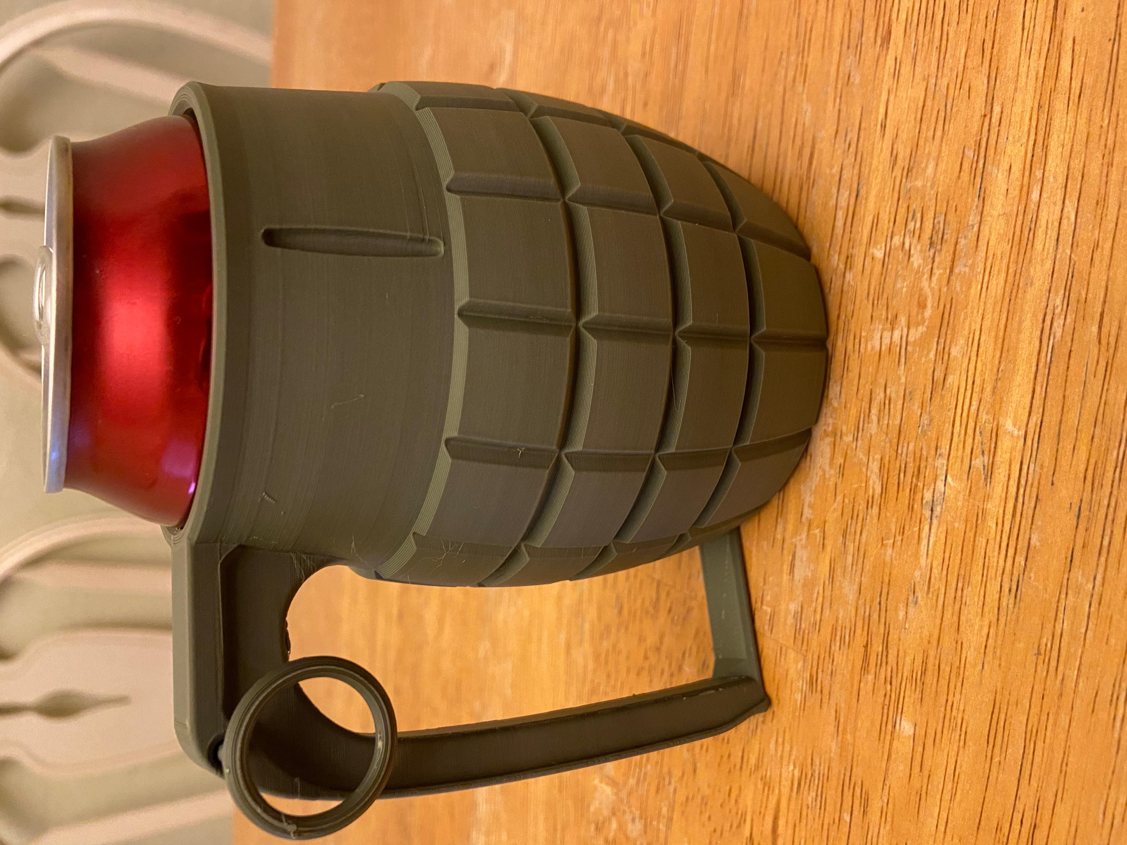 CAN GRENADE! - 12oz Can Cup  - Printed with matte green PLA.  - 3d model