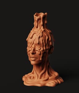 Melting Face Planter | Psychedelic Head Vase | Abstract Human Bust Pot | Artistic Succulent Holder 3d model