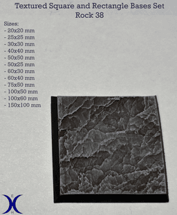 Rock 38 - Textured Square and rectangle bases set (12 pcs. 25–150mm) 3d model