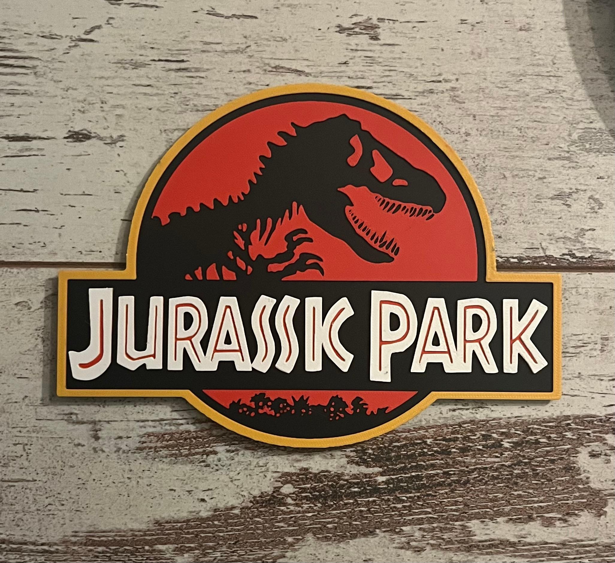 Jurassic Park logo badge (fan art swap at layer height) 3d model