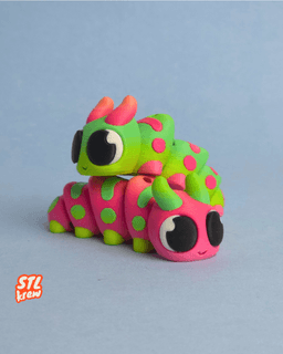 Cute articulated caterpillar - no support 3d model