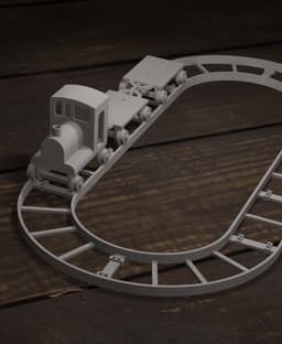 Train Set with Track – 50mm Gauge Railroad, Locomotive & Wagons 3d model