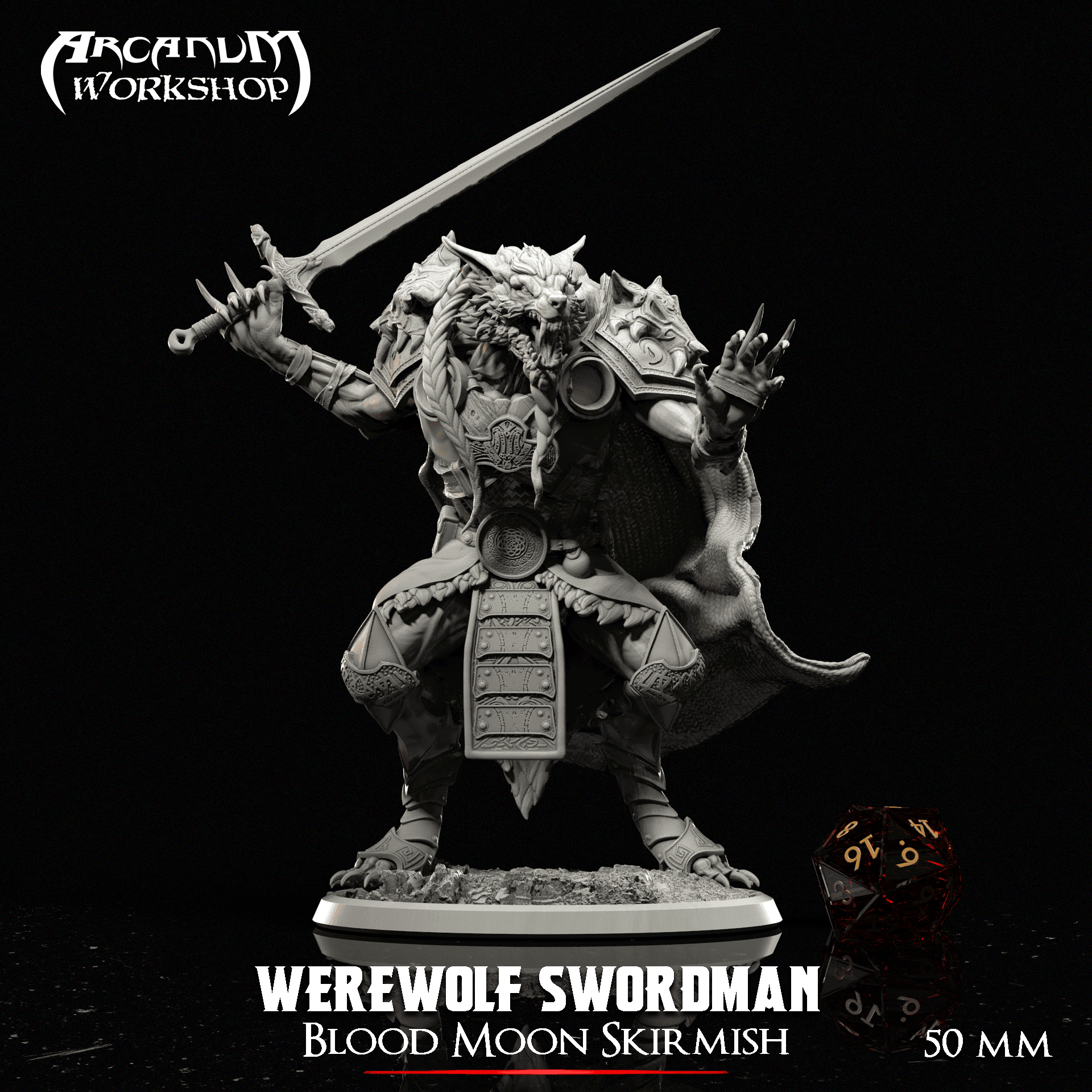 Werewolf Warlord Swordman(50mm) 3d model