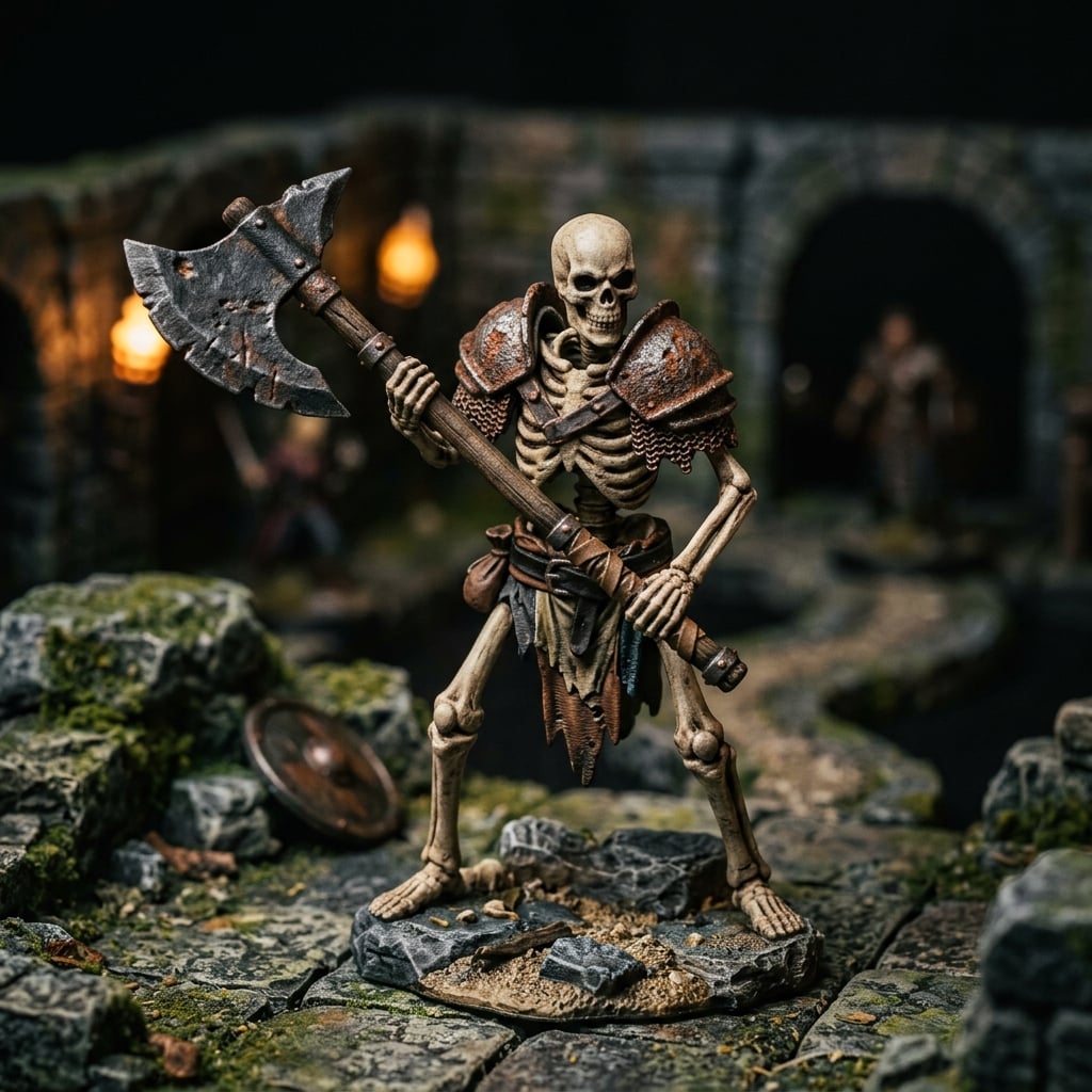 Skeleton Axe Warrior - Tabletop Miniature 3d model