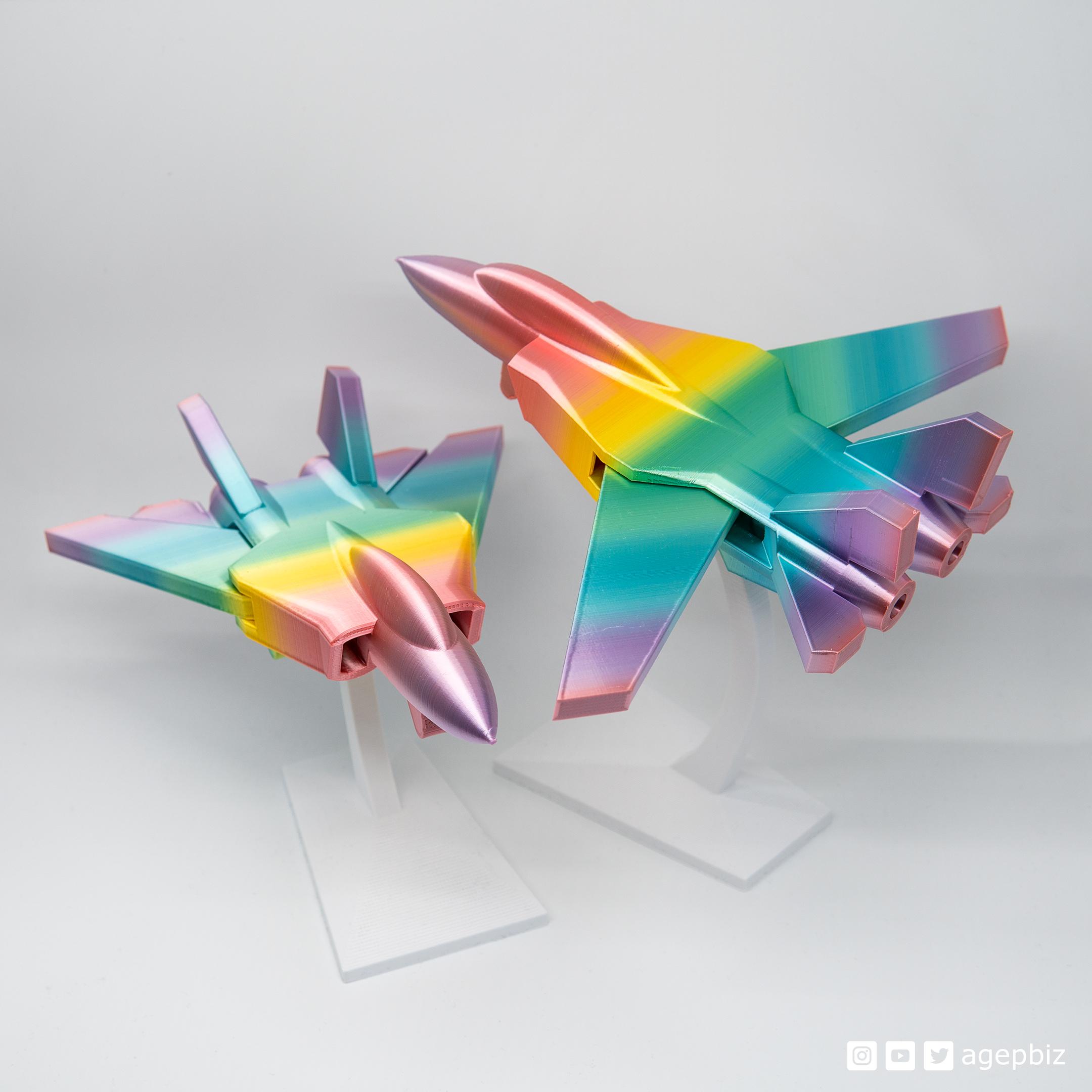 Print-in-place and articulated F14 Jet Fighter with Stand 3d model