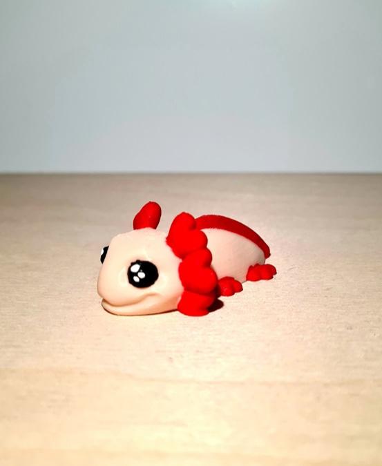 Alotl Love, Little Heart Axolotl - Articulated Snap-Flex Fidget Toy (Loose Joints) 3d model