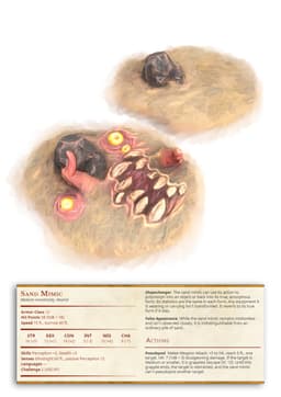 Sand Mimic - 6 Models - Wondering Desert - PRESUPPORTED - Illustrated and Stats - 32mm scale 3d model