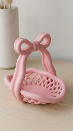 Coquette Bow Basket Catch-all Tray | Aesthetic Vanity Organizer & Jewelry Holder 3d model