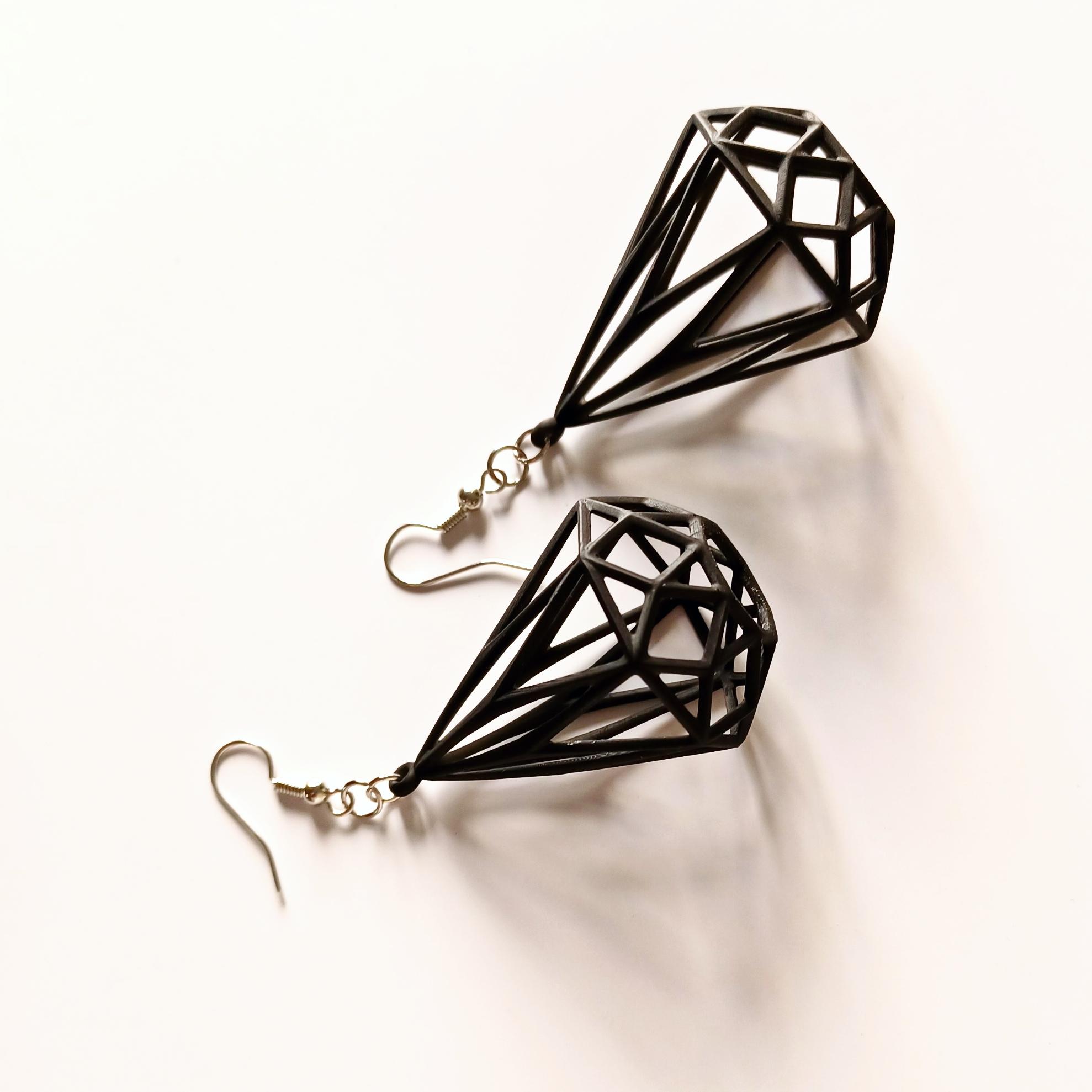 Wireframe gem earrings. 3d model