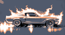 Artful Creation - Classic Ford Mustang on Fire! - Car Collection Model 3d model