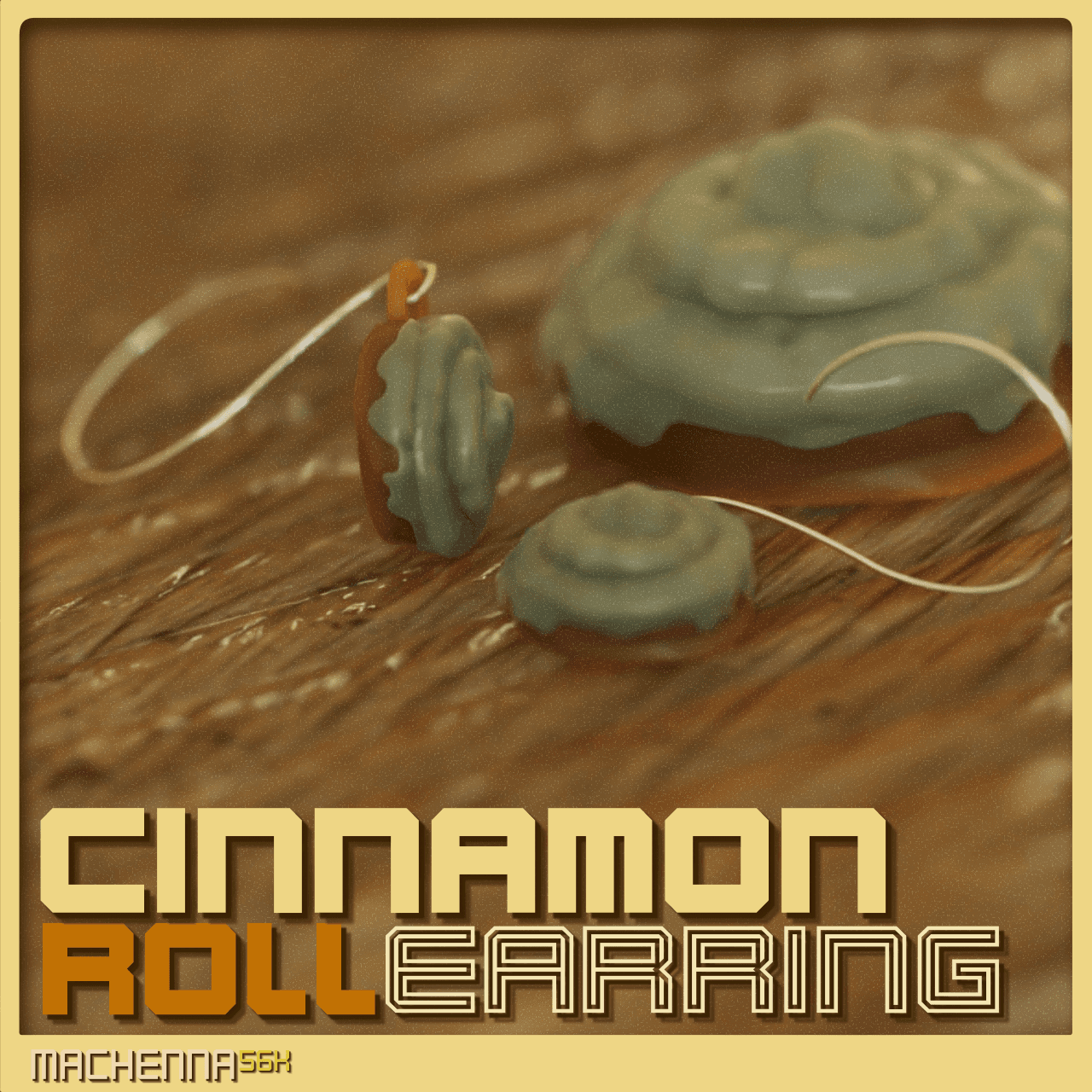 Cinnamon Roll Earrings 3d model