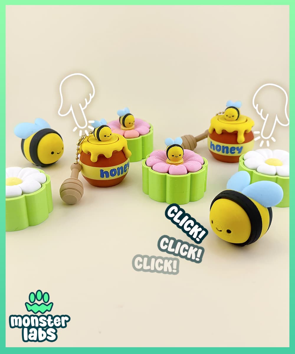 Bee Fidget Clicker Keychain Bundle 3d model
