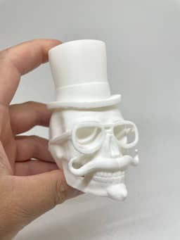Skull Figurine with Top Hat, Moustache and Glasses / 3MF Included 3d model