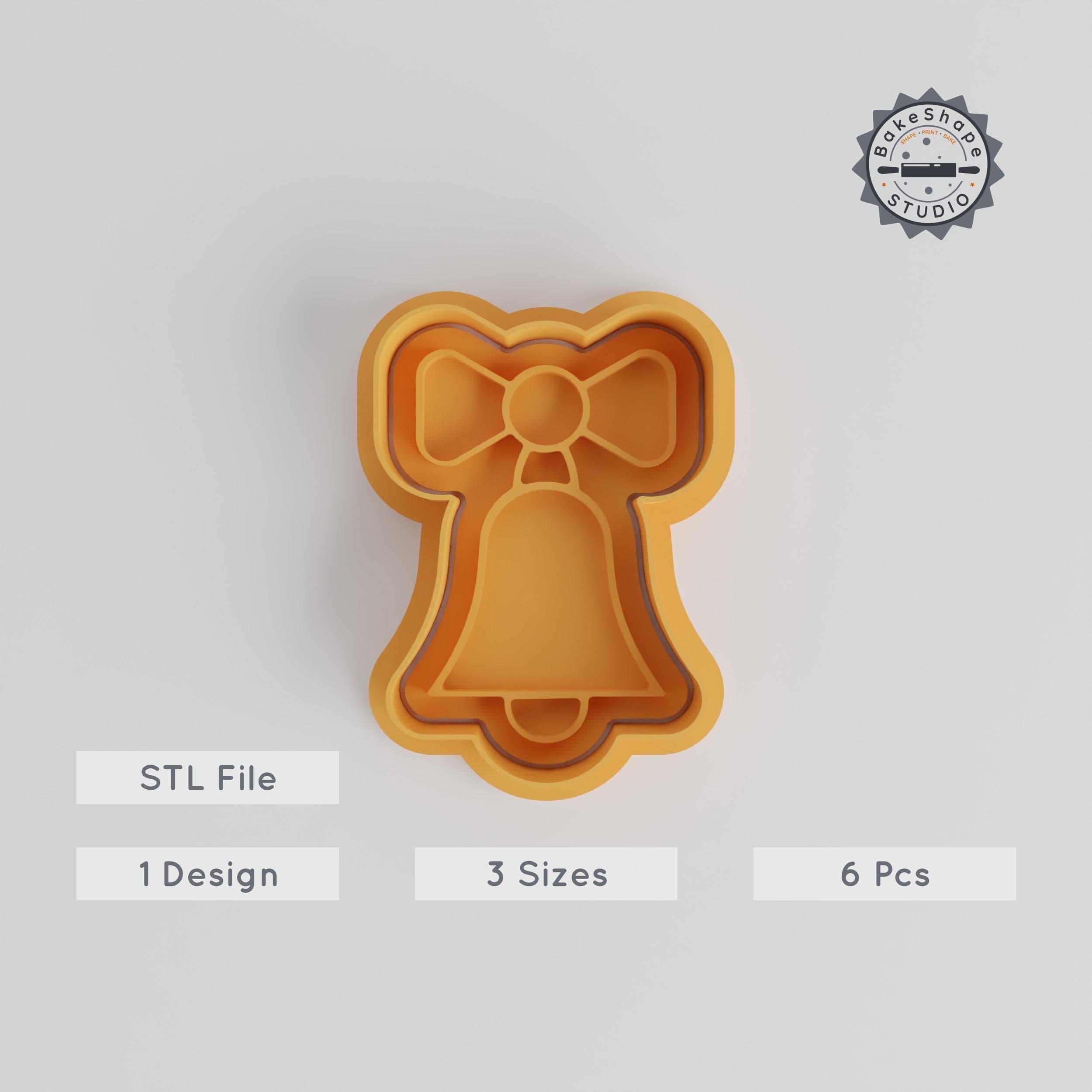 Christmas Bell Cookie Cutter & Stamp Set, Perfect for Cookies & Fondant, Includes 6 Pieces in S/M/L Sizes, Holiday Baking Essentials PRODUCT_4840 3d model