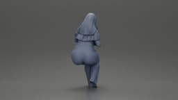 Blonde woman in red top white pants sitting applies hand cream.stl 3d model