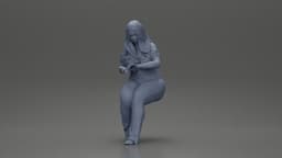 Blonde woman in red top white pants sitting applies hand cream.stl 3d model