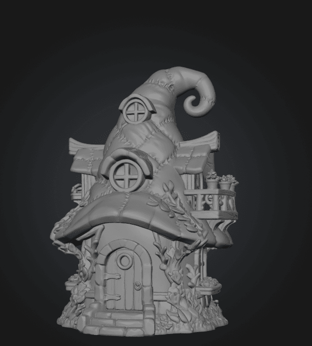 Patchwork Wizard Cottage STL File 3D Print 3d model