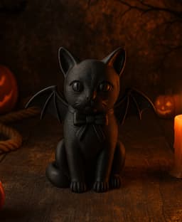 Bat Cat Figurine - Cute Halloween Decoration 3d model