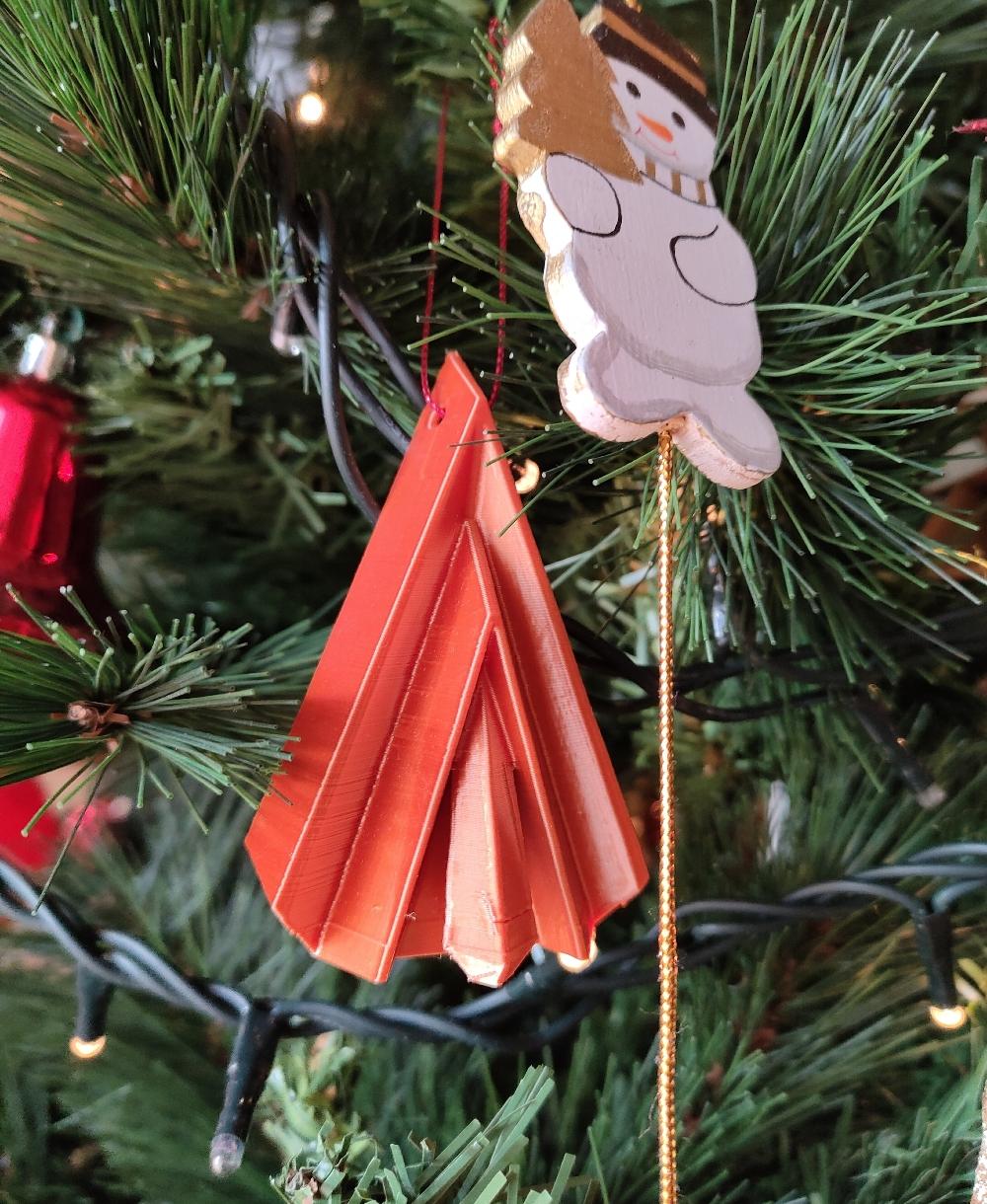 Origami Inspired Tree Ornament #3 - Printed with Sunlu Copper Silk PLA on a Fokoos Odin-5 F3 - 3d model