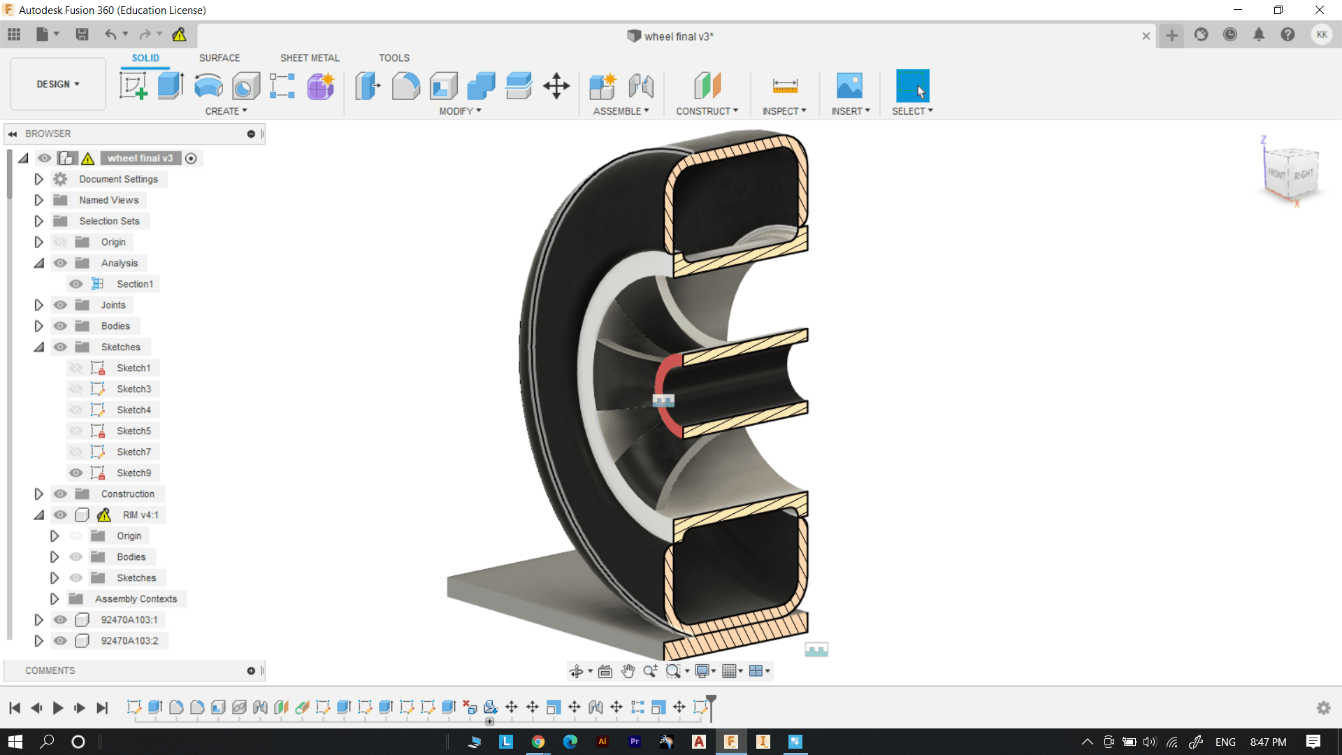 Mag wheel - Sectional view [y-y'] - 3d model