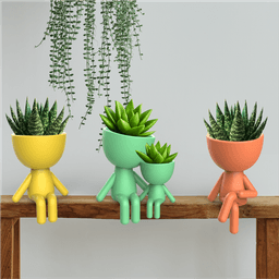 3D Robert Planter Set, Plant Buddy Planter, Human Succulent Plant Pot, Fun Sitting Planters 3d model
