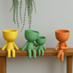 3D Robert Planter Set, Plant Buddy Planter, Human Succulent Plant Pot, Fun Sitting Planters 3d model