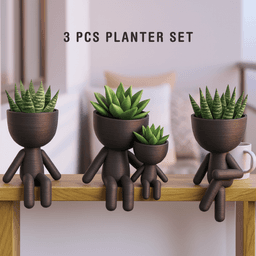 3D Robert Planter Set, Plant Buddy Planter, Human Succulent Plant Pot, Fun Sitting Planters 3d model