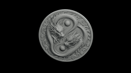 Yin Yang Dragon Relief STL - Printable Spiritual Decor Object 3d model