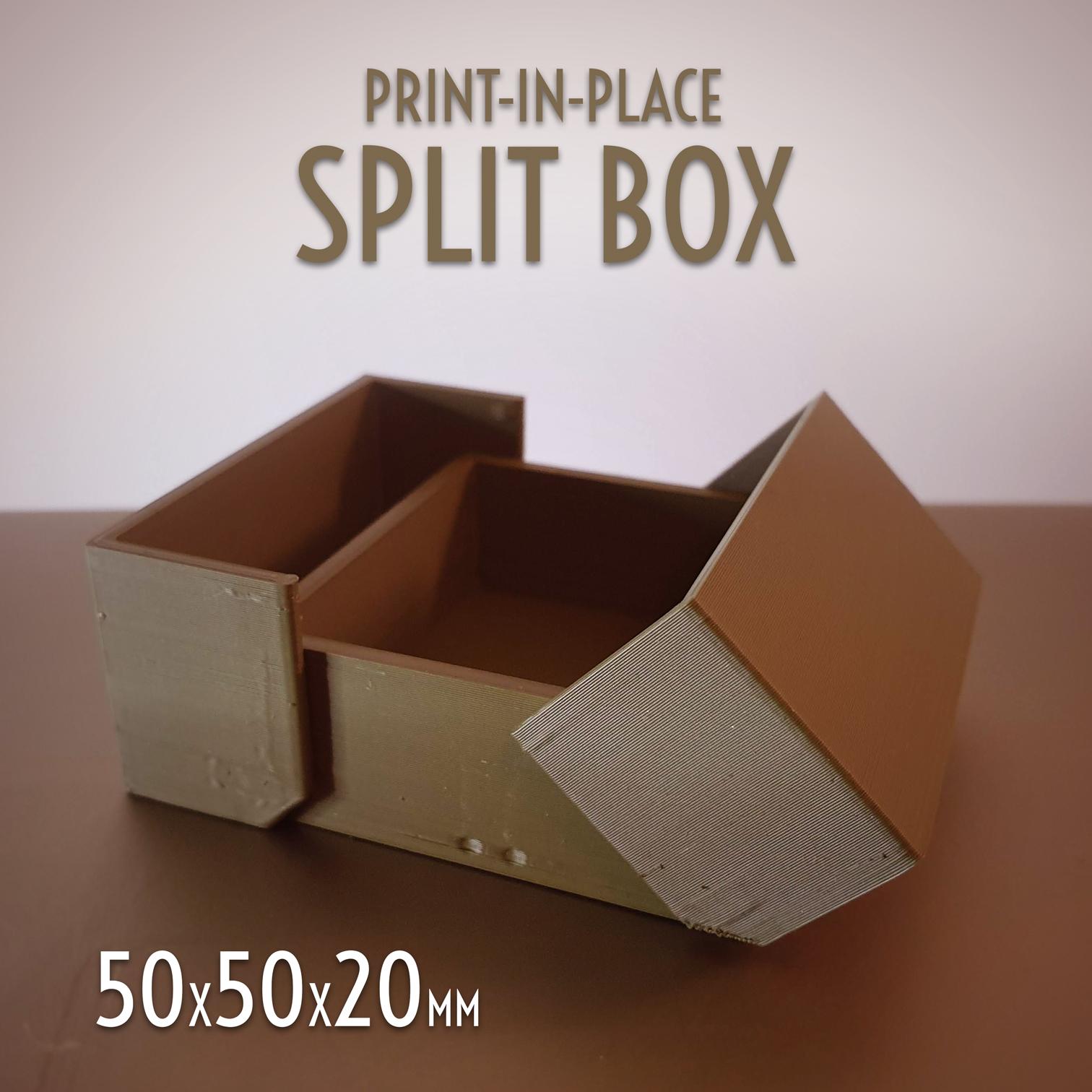 Print-in-Place Split Box 50x50x20mm 3d model