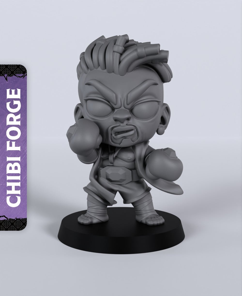 Human Male Monk Chibi - With Free Dragon - 5e DnD Inspired for RPG and Wargamers 3d model