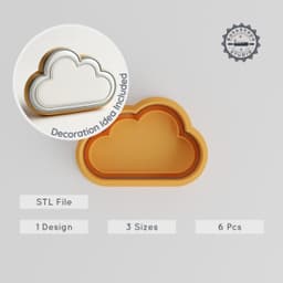 Cloud Shape Cutter & Stamp Set, 3 Sizes, Perfect for Cookies & Fondant, Weather Design PRODUCT_26 3d model
