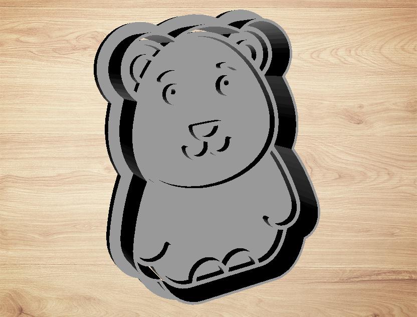 cookie cutter bear - cutter and stamp 3d model