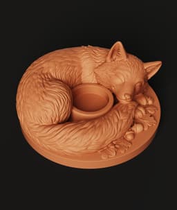 Sleeping Fox Tealight Holder STL | Woodland 3D Print | Cozy Art 3d model