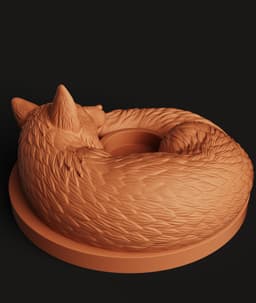 Sleeping Fox Tealight Holder STL | Woodland 3D Print | Cozy Art 3d model