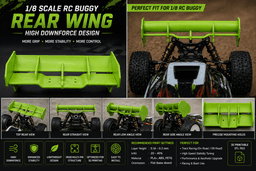 High Downforce Rear Wing for 1/8 RC Buggy – Lightweight Aerodynamic Design (3D Printable STL) 3d model