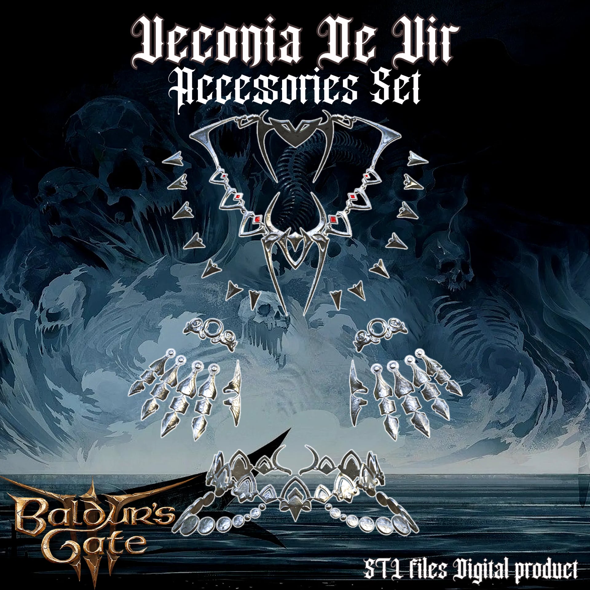 VICONIA DEVIR SHAR CULT ACCESSORIES SET BALDURS GATE 3 3d model