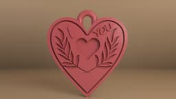 Heart, Necklace, Key Chain, for Lovers, Couples 3d model