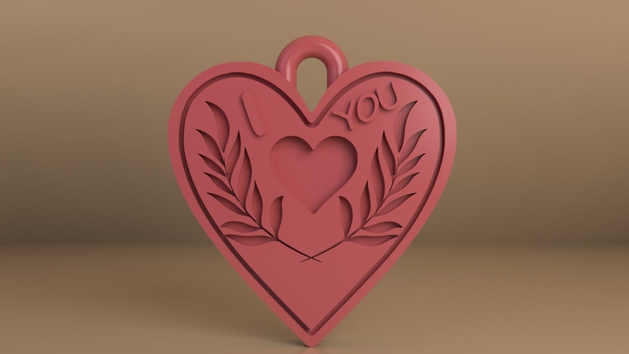 Heart, Necklace, Key Chain, for Lovers, Couples 3d model