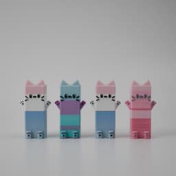8 Bit Kitty Keychain 3d model