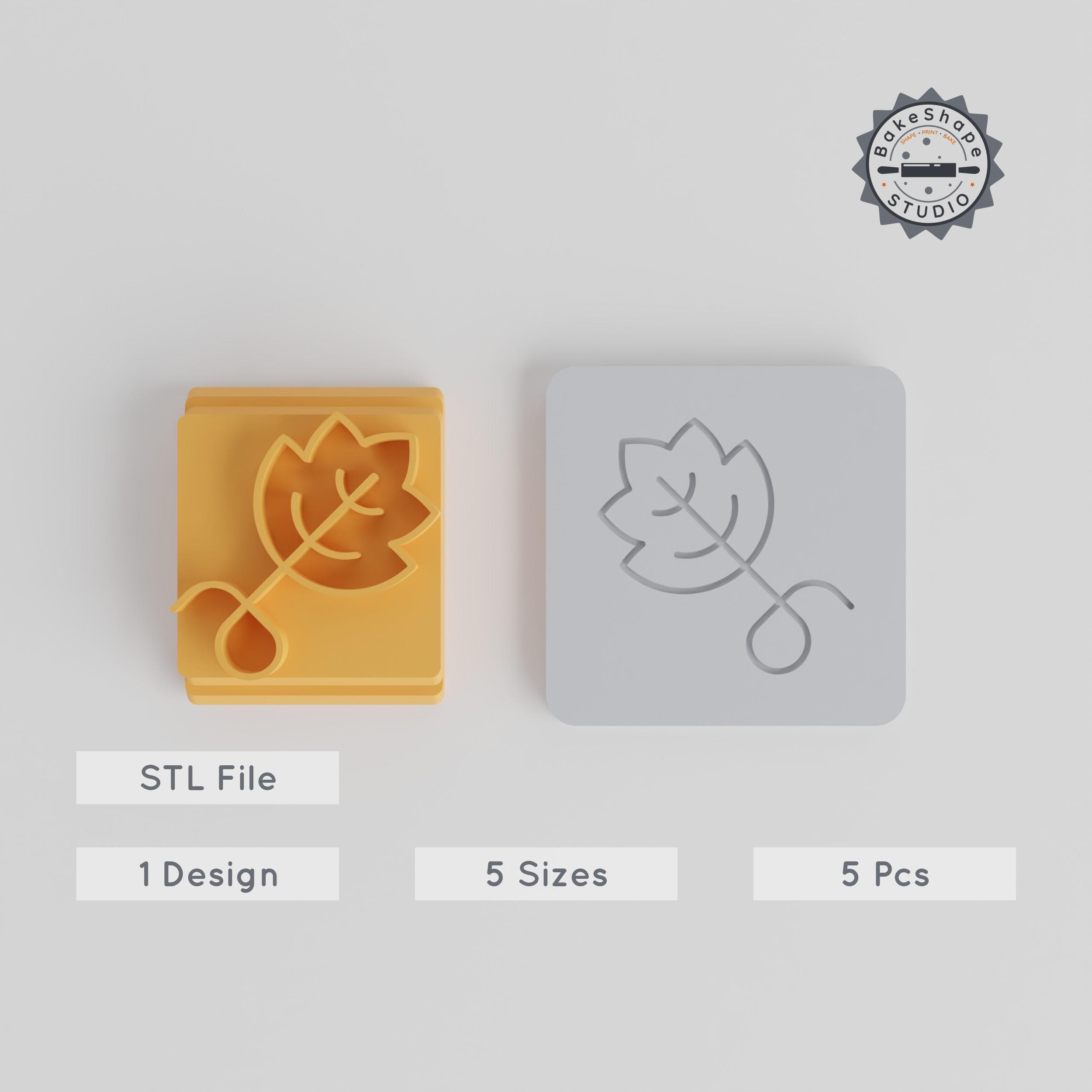 Vine Leaf Stamp Tile Set, 5 Motif Sizes 20-40mm, Perfect for Clay, Cookies & Fondant, Thanksgiving Celebration & Nature Theme Decor PRODUCT_5315 3d model