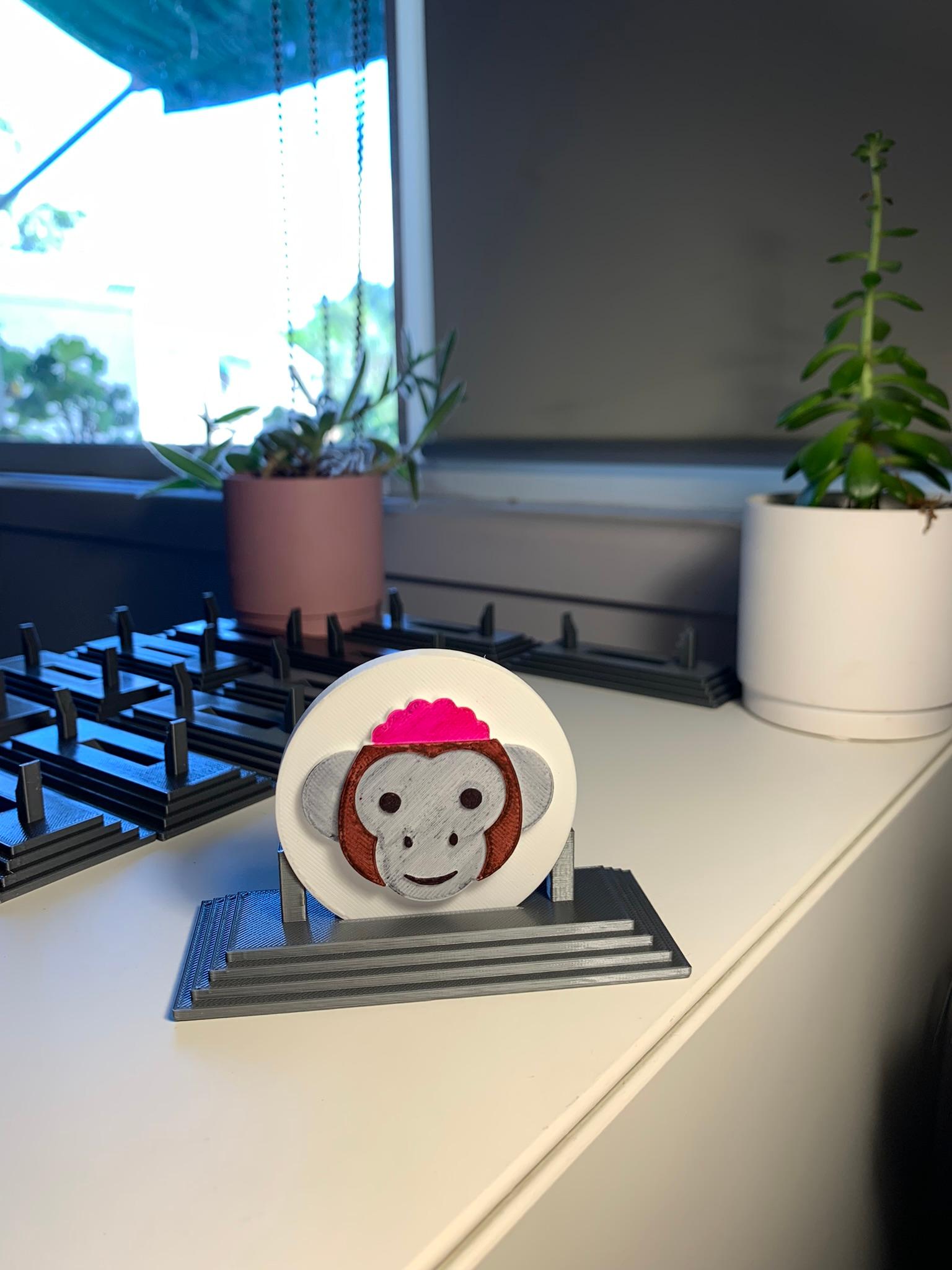 Monkey Medallion Coin & Stand (Single or Double) 3d model