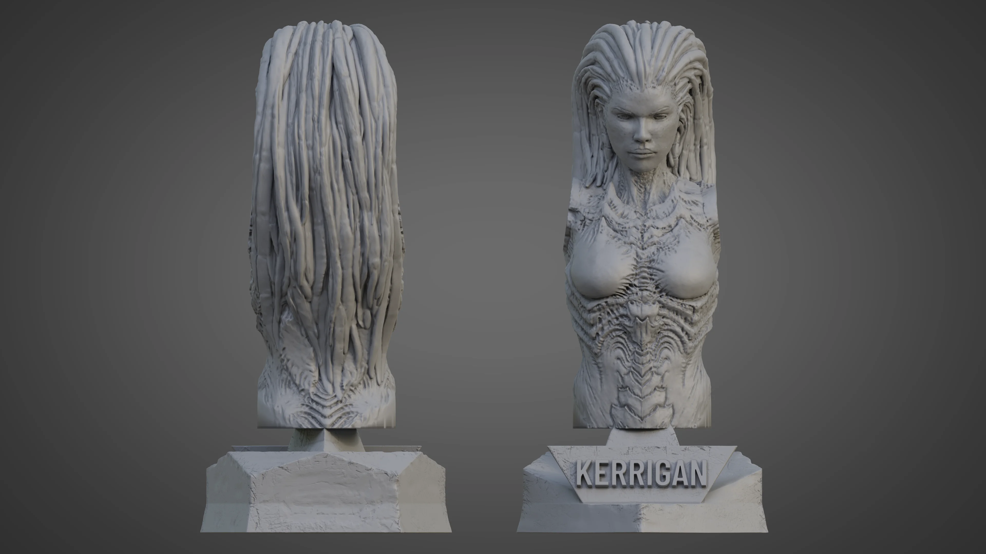 KERRIGAN ULTRA-DETAILED SUPPORT-FREE BUST 3D MODEL 3d model