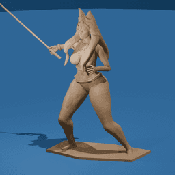 Red-Skinned Warrior with Glowing Blade v2 3d model