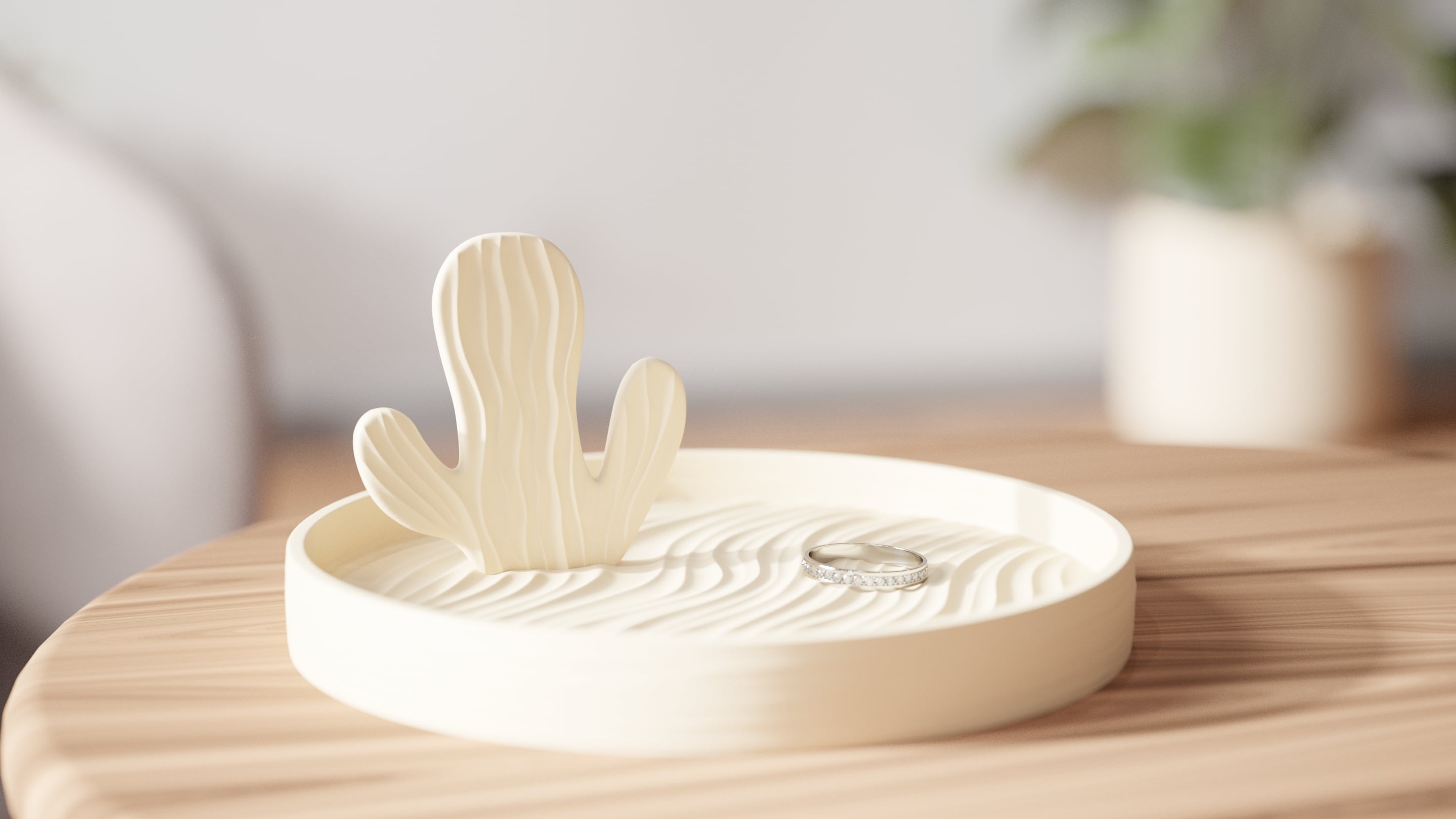 Cactus Ring Tray – Minimal Jewelry Holder Desert Decor 3d model