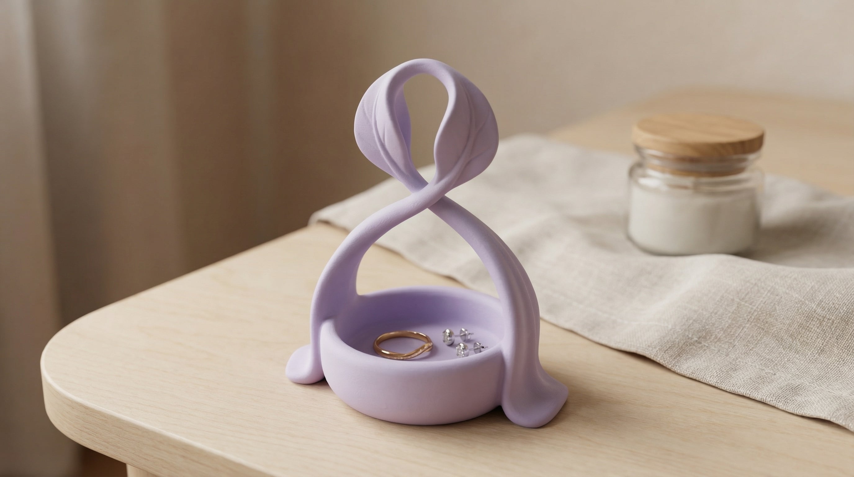 Sculptural Ribbon Jewelry Dish – Biomorphic Coquette Catchall Tray 3d model
