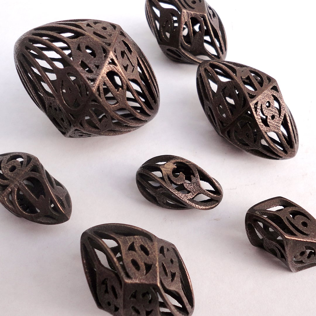 Twisty Spindle Dice Set with Decader 3d model
