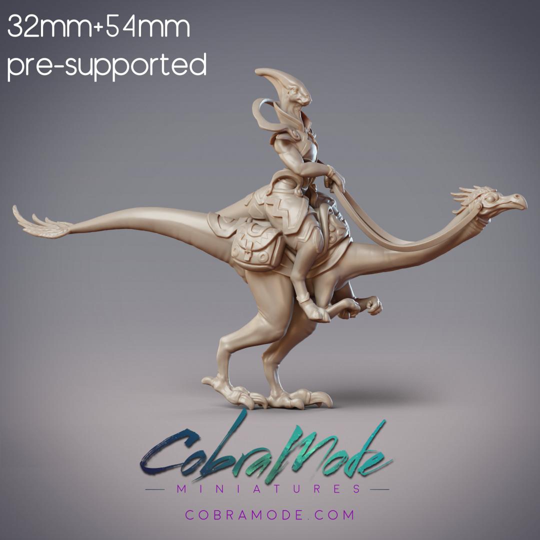 Dinofolk Traveler - Vae'lira, Dinovian Merchant and Gallotalis Mount (Pre-Supported) 3d model