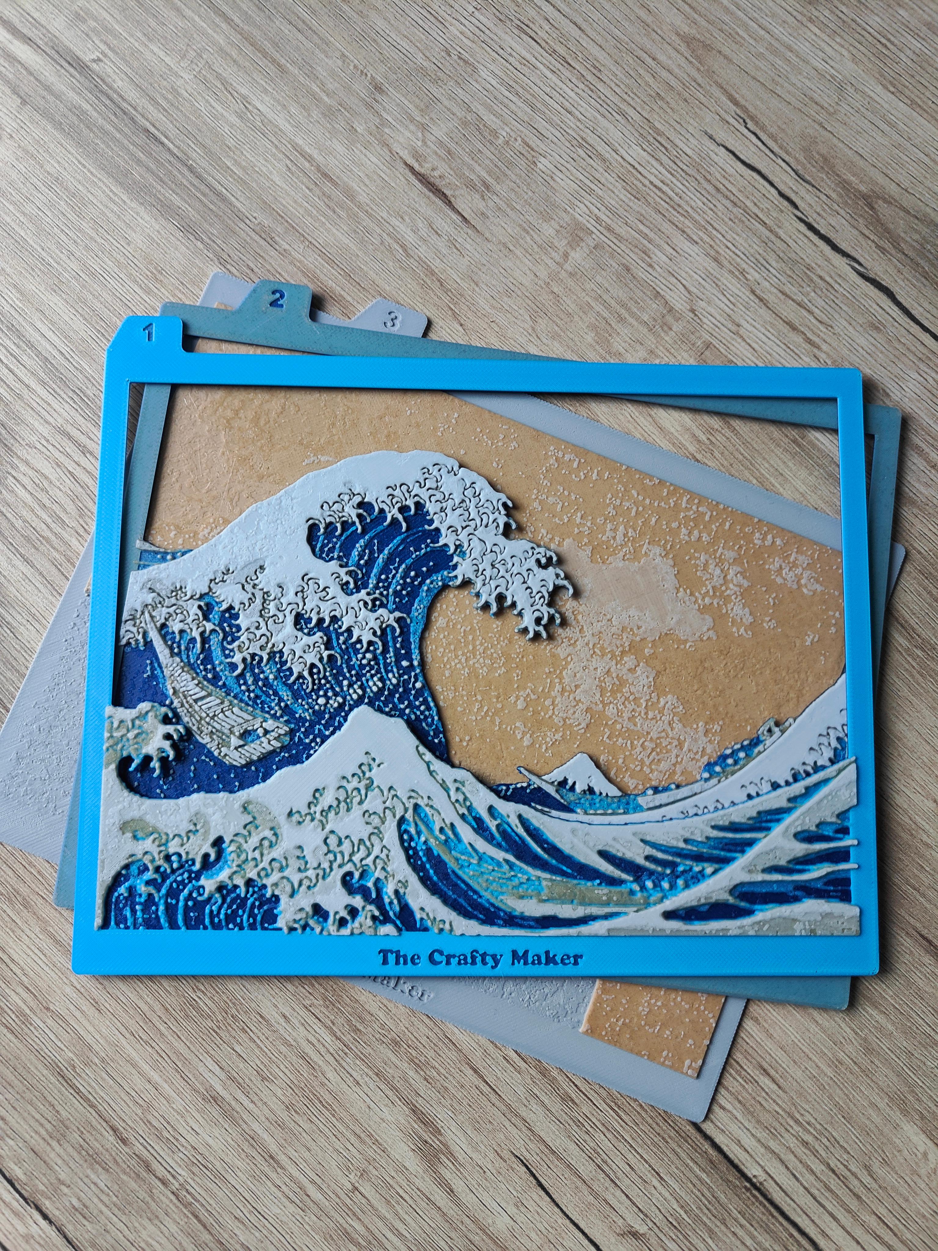 The Great Wave off Kanagawa Shadow Box 3d model