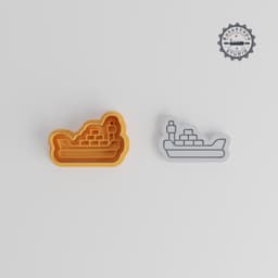 Cargo Boat Shape Cutter & Stamp, Cookie & Fondant Tool, 3 Sizes, Set of 6, Transport Ship, Ocean Freighter Design PRODUCT_3205 3d model